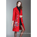 Autumn Luxury 2017 Femme Alibaba Red Emboidered Trench Coat and Jackets